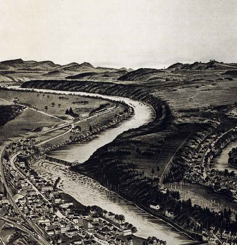 1884 Panoramic Map of Franklin New Hampshire Merrimack County Franklin Falls