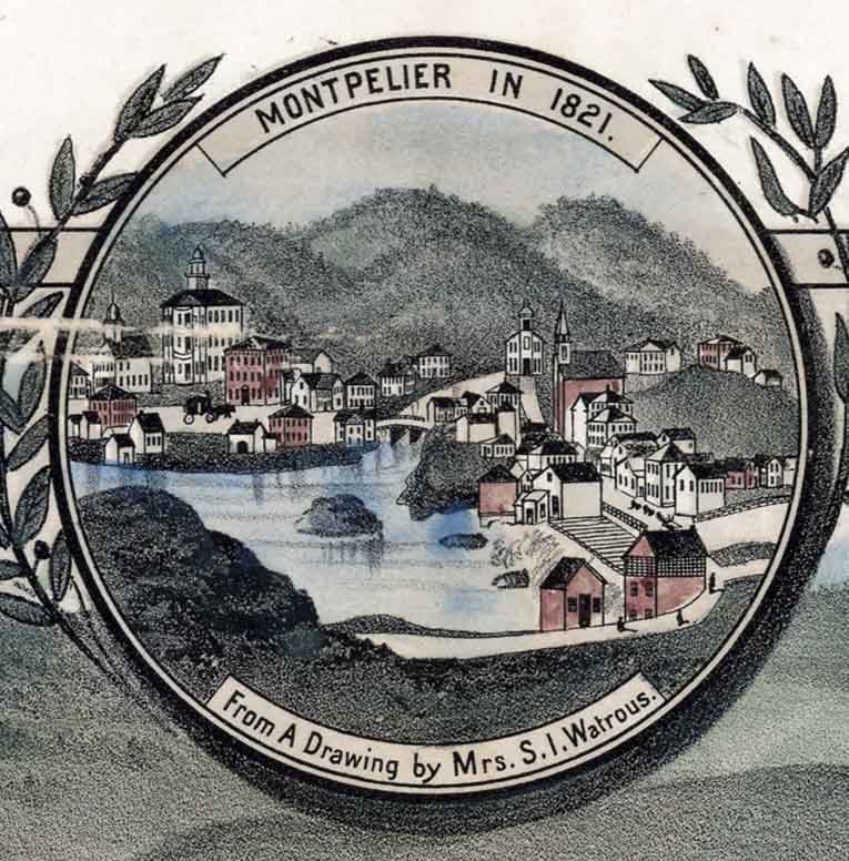 1884 Panoramic Map of Montpelier Washington County Vermont