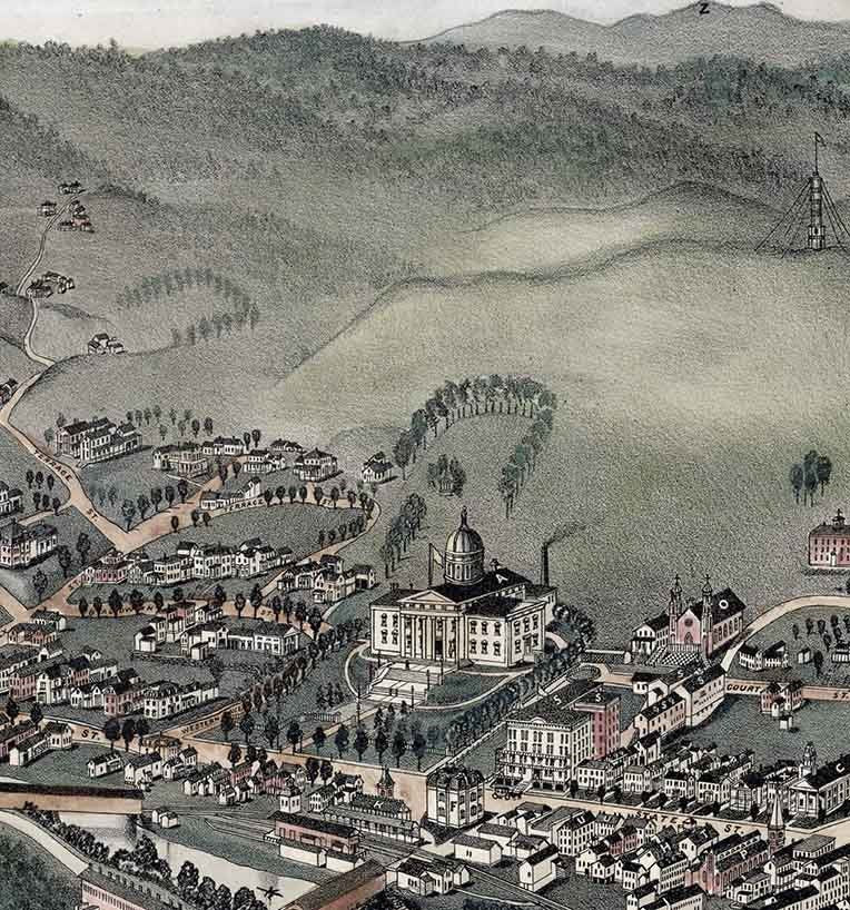 1884 Panoramic Map of Montpelier Washington County Vermont