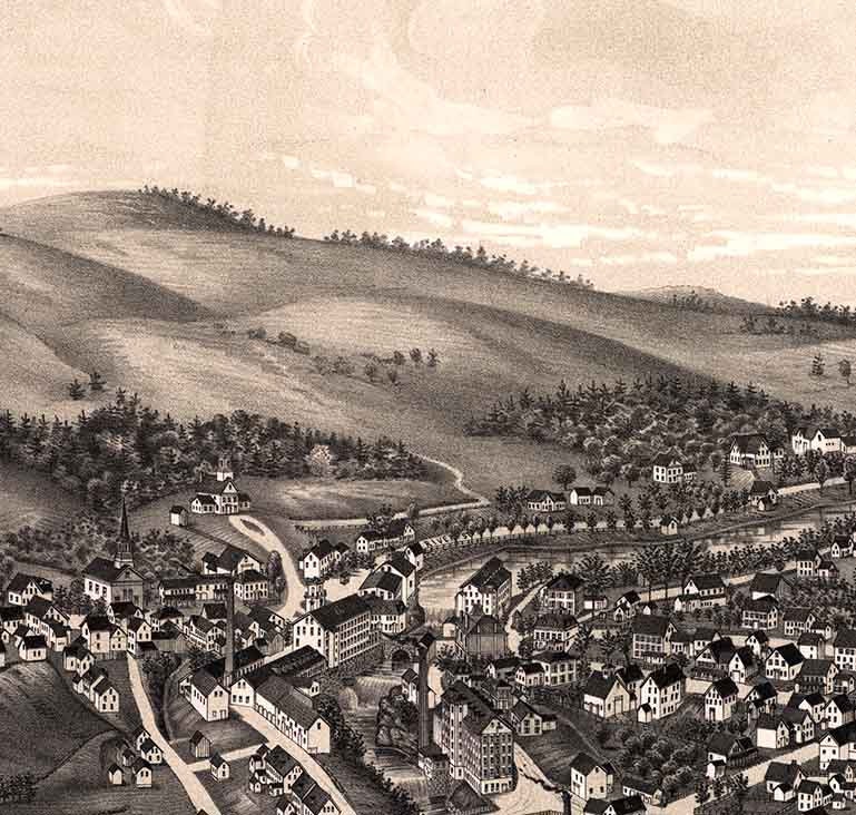 1886 Panoramic Map of Greenville New Hampshire
