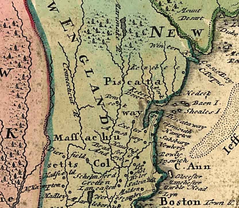 1759 Map of B New Engelland New York New Yersey and Pensilvania