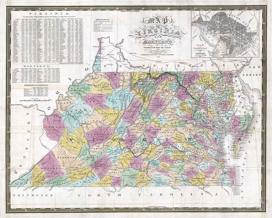 1834 Map of Virginia and Maryland