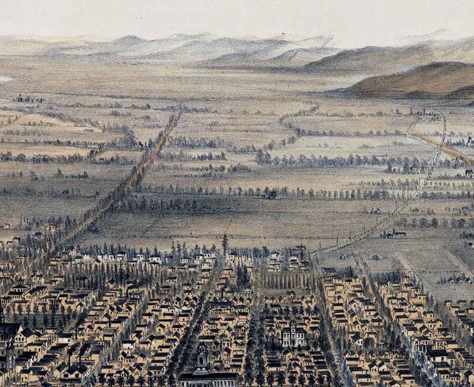 1875 Panoramic Map of City of San Jose California