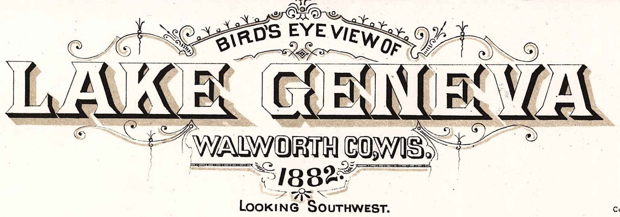 1882 Panoramic Map of Lake Geneva Walworth Wisconsin