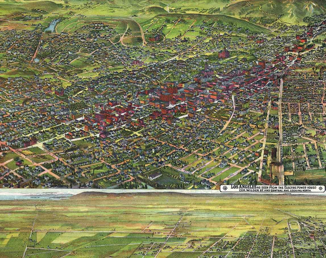 1894 Panoramic Map of Los Angeles California