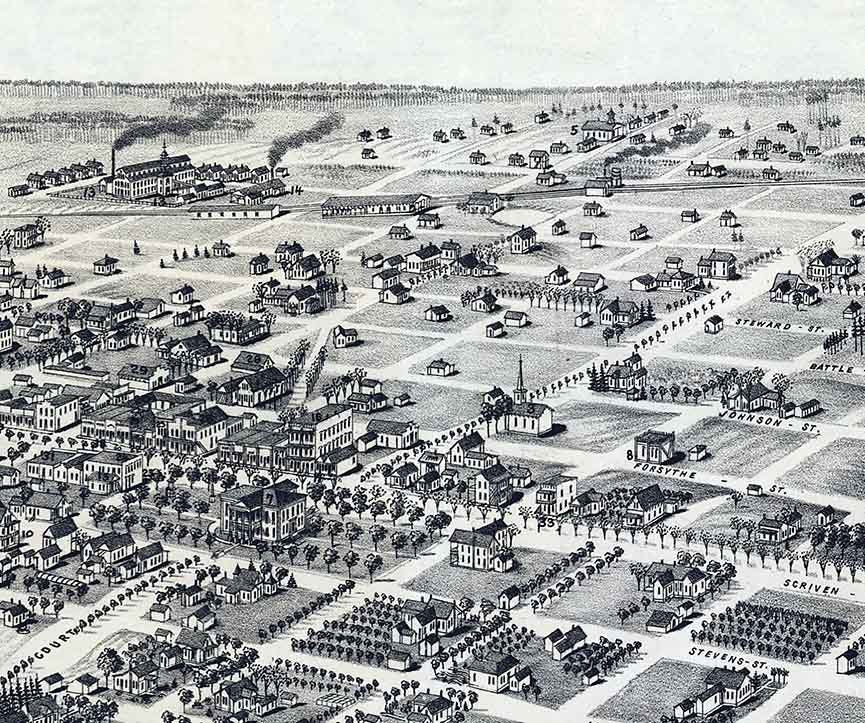 1885 Panoramic Map of Quitman Georgia Brooks County
