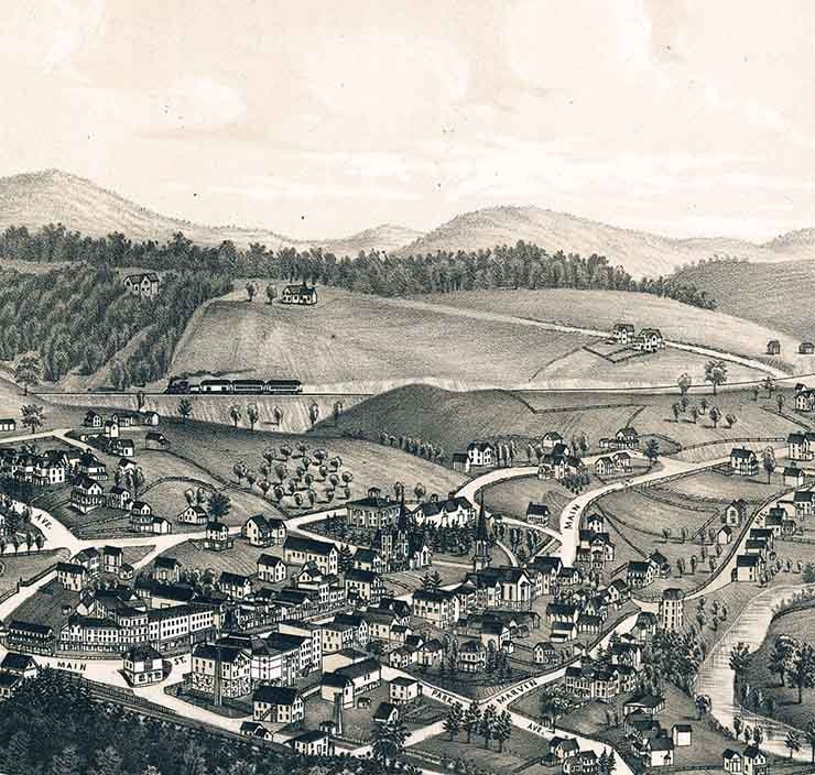 1887 Panoramic Map of Brewster New York