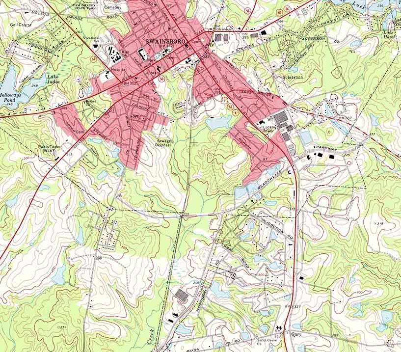1971 Topo Map of Swainsboro Georgia Quadrangle Evergreen Forest Land