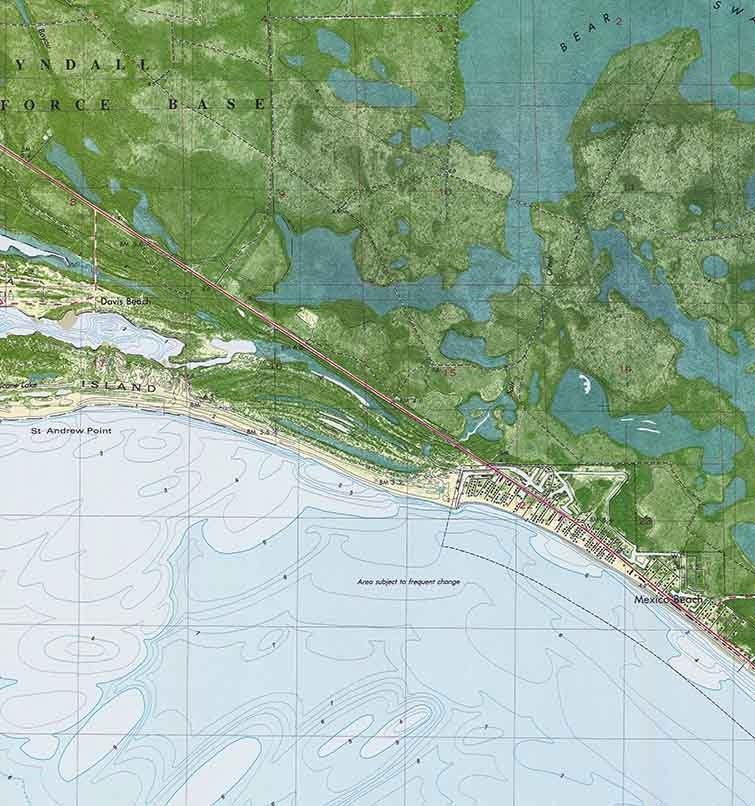 1982 Nautical Map of Beacon Hill Florida Mexico Beach