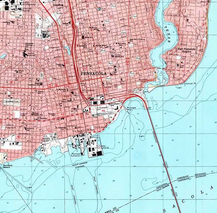 1994 Topo Map of Pensacola Florida Quadrangle