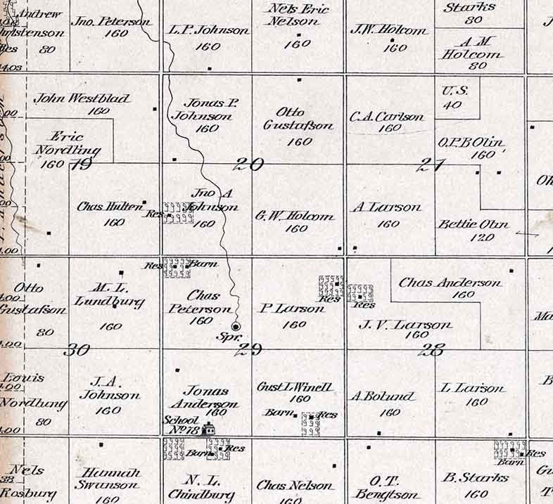1884 Map of Delmore Township McPherson County Kansas