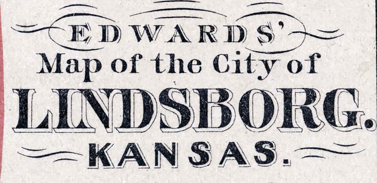 1884 Map of Lindsborg McPherson County Kansas