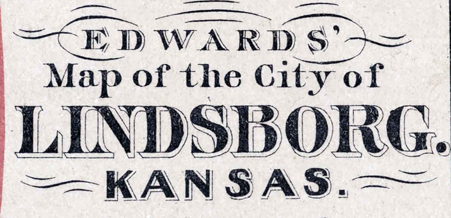 1884 Map of Lindsborg McPherson County Kansas