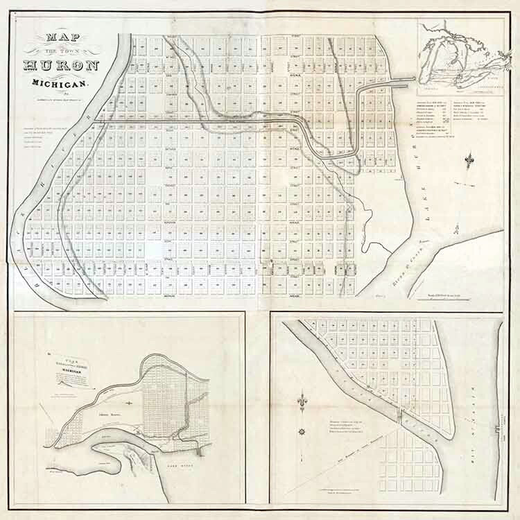 1858 Map of the Town of Huron Michigan