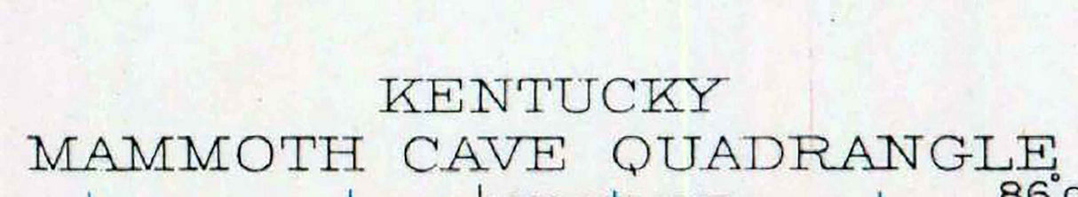 1922 Topo Map of Mammoth Cave Kentucky Quadrangle National Park