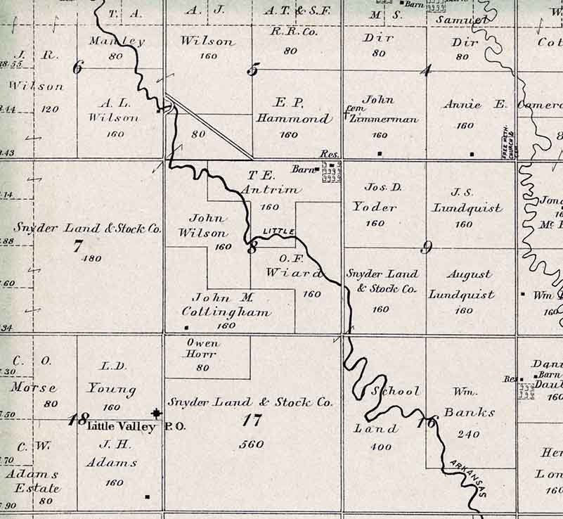 1884 Map of Little Valley Township McPherson County Kansas