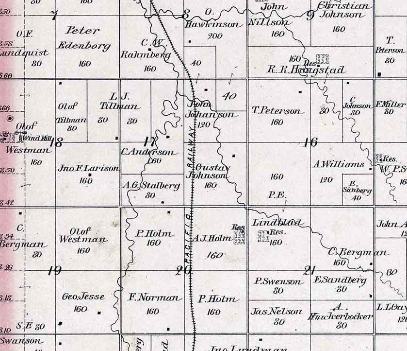 1884 Map of New Gottland Township McPherson County Kansas