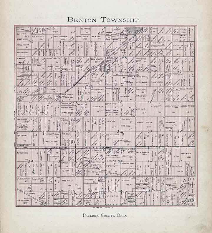 1905 Map of Benton Township Paulding County Ohio