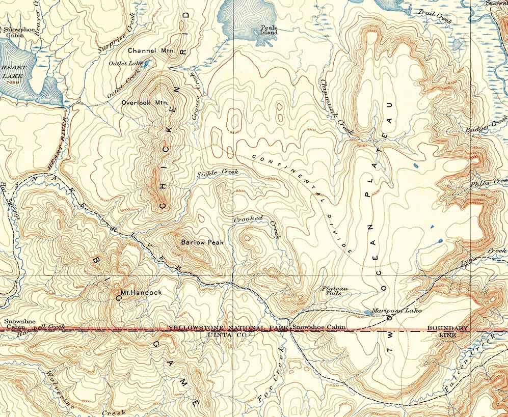 1885 Topo Map of Lake Wyoming Quadrangle Yellowstone Nat Park