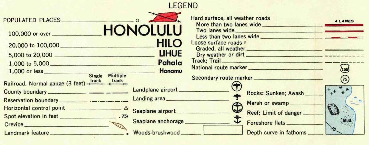 1954 Topo Map of Kauai Hawaii Quadrangle
