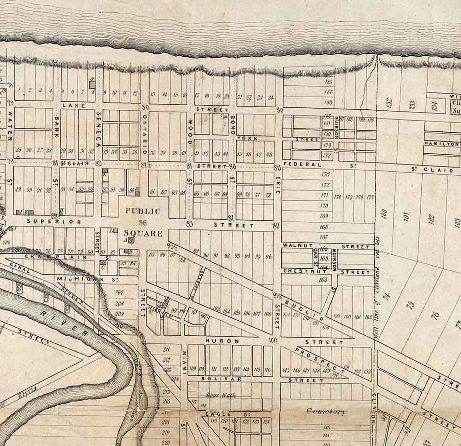 1835 Map of Cleveland Ohio and Environs
