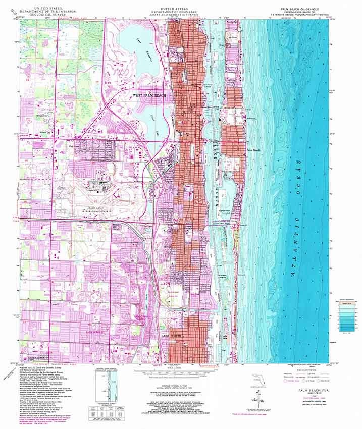 1946 Topo Map of Palm Beach Florida Quadrangle