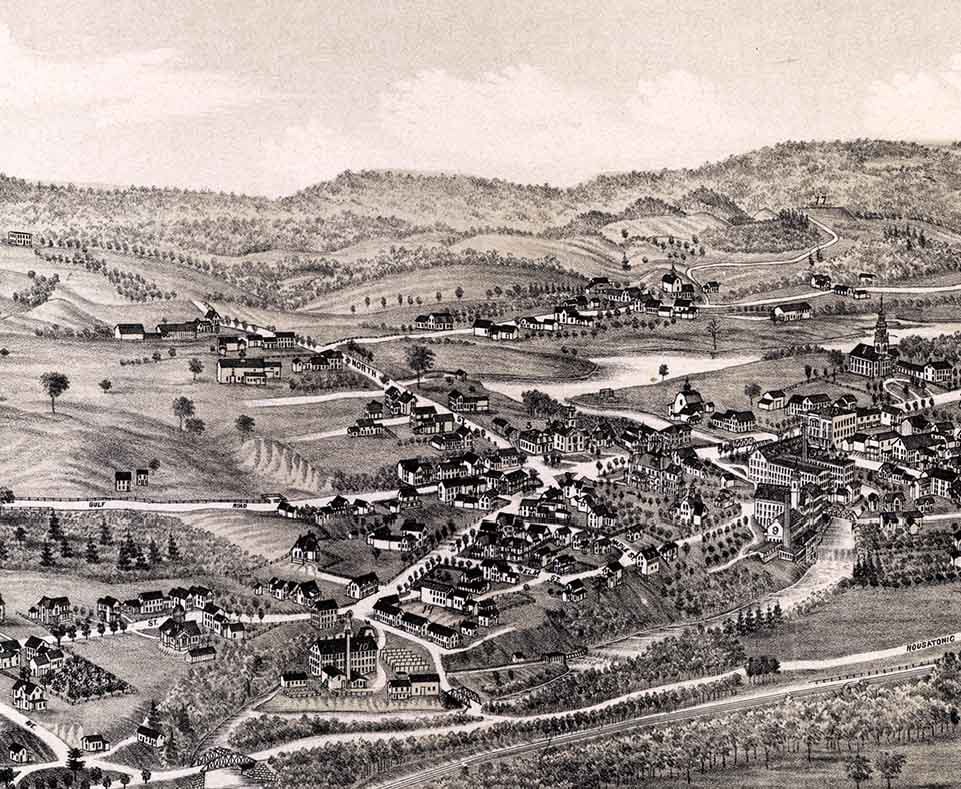 1884 Panoramic Map of Dalton Massachusetts