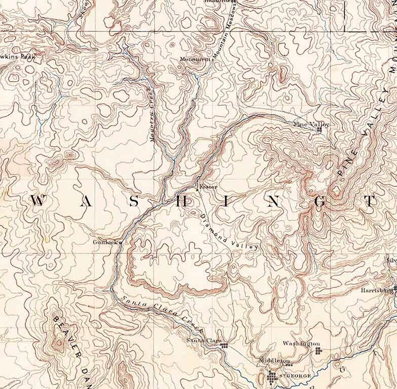 1885 Topo Map of St George Utah