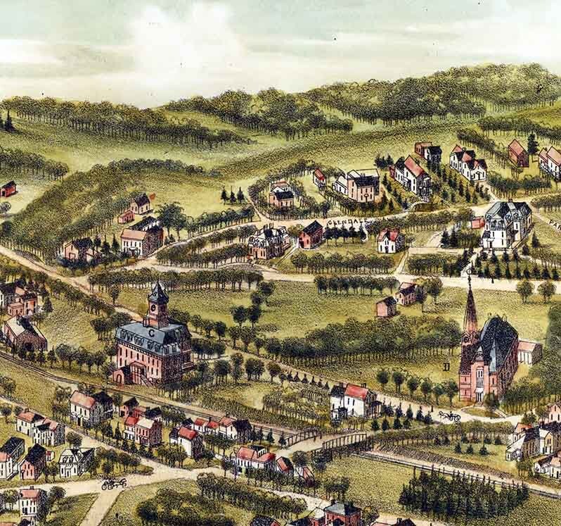 1887 Panoramic Map of Highlandville Massachusetts