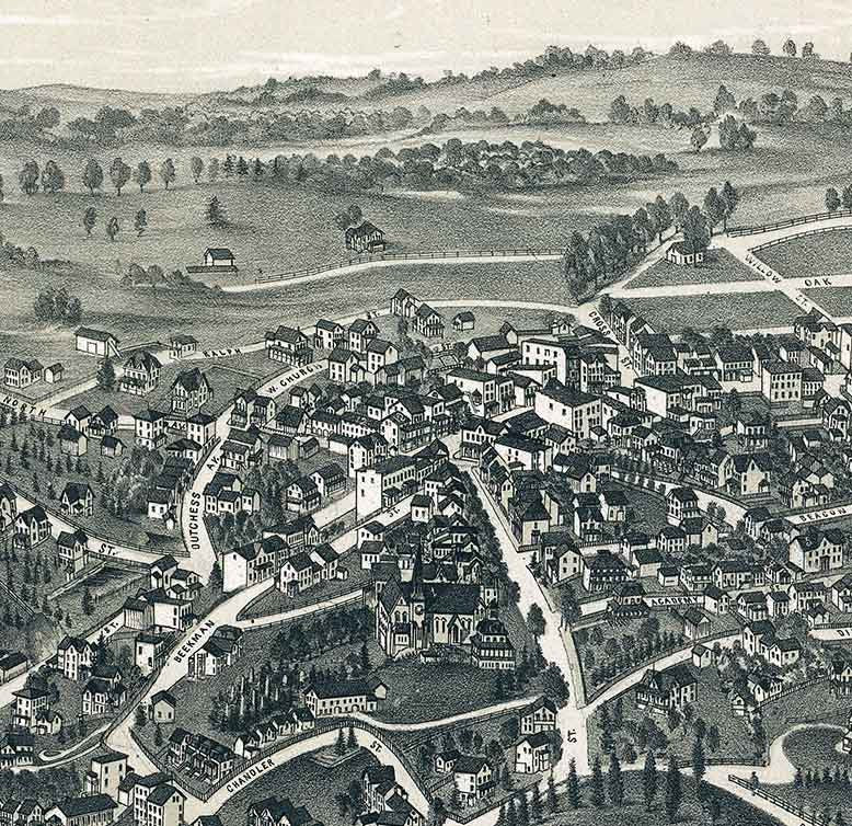 1886 Panoramic Map of Fishkill on the Hudson New York