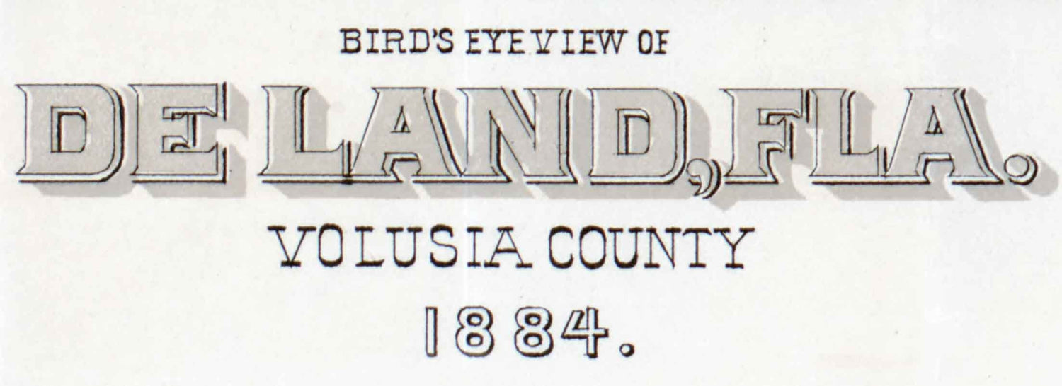 1884 Panoramic Map of De Land Volusia County Florida