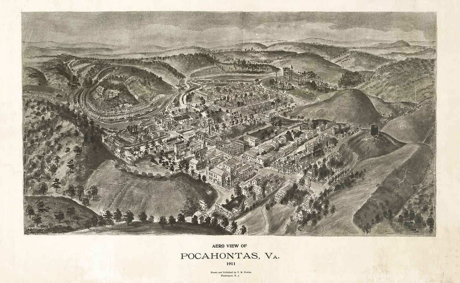 1911 Panoramic Map of Pocahontas Virginia