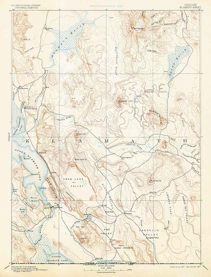 1894 Topo Map of Klamath Oregon