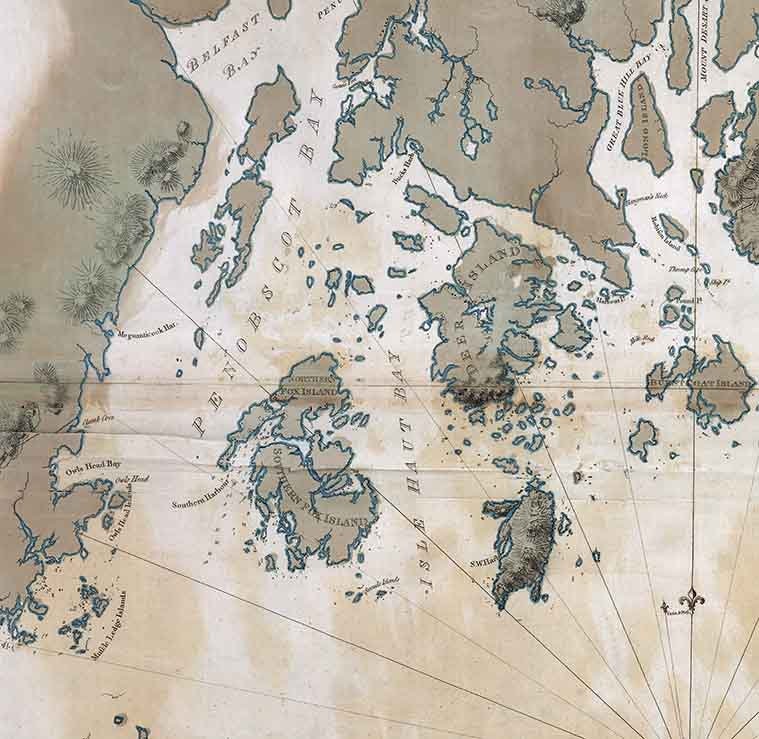 1776 Nautical Map of The Coast of Maine Frenchmans Bay to Mosquito Harbor