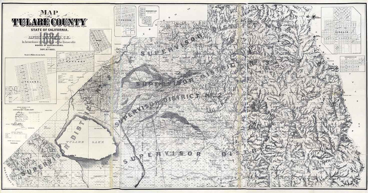 1884 Map of Tulare County California