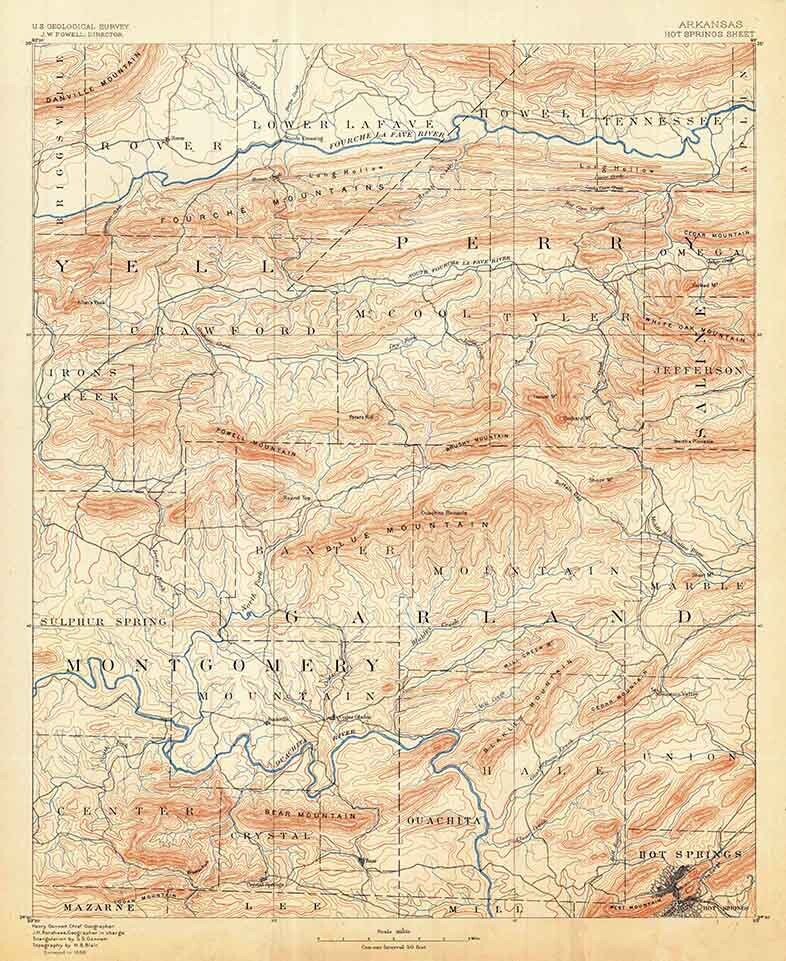 1890 Topo Map of Hot Springs Arkansas
