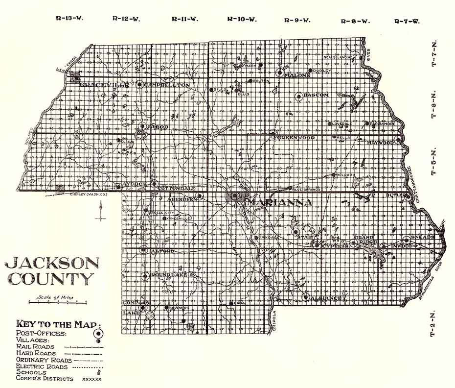 1914 Map of Jackson County Florida Marianna