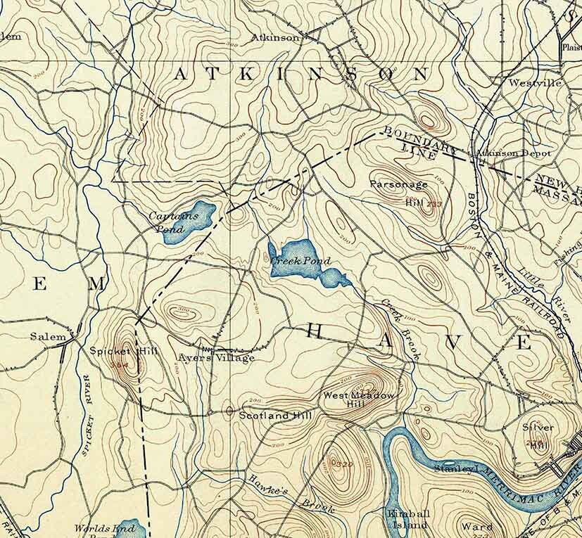 1890 Topo Map of Haverhill Massachusetts Quadrangle