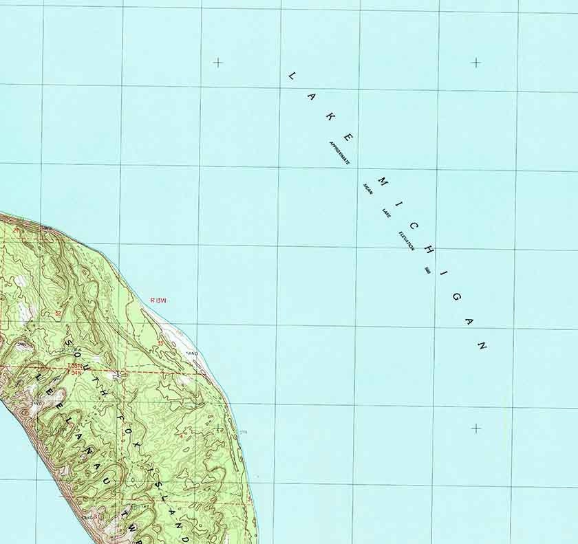 1986 Topo Map of South Fox Island Michigan Quadrangle