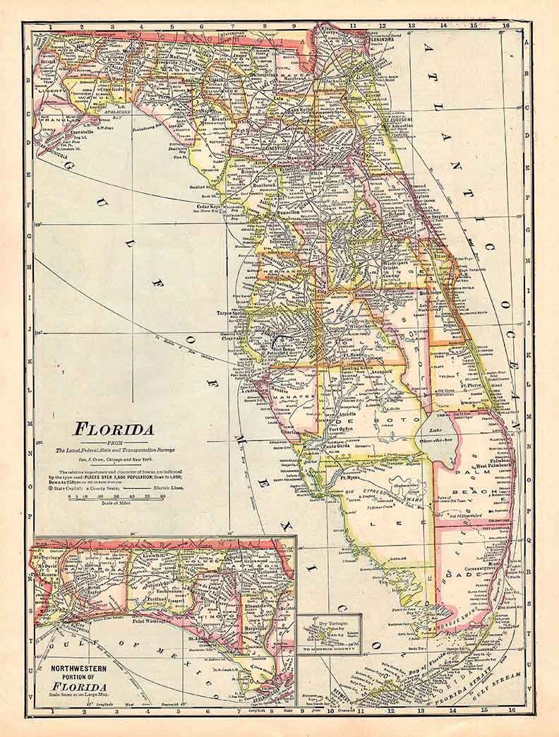 1911 Map of the State of Florida