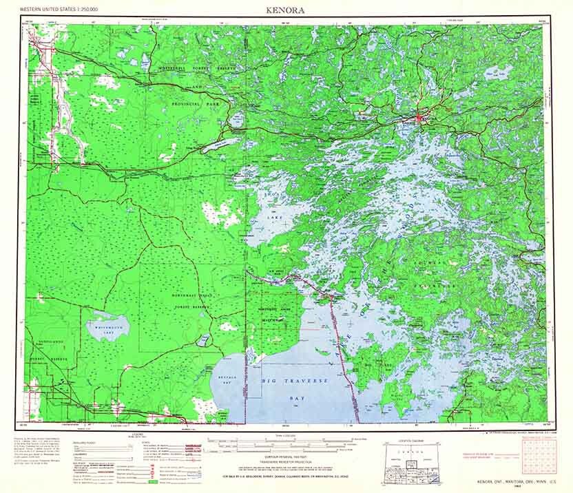 1963 Topo Map of Kenora Minnesota Traverse Bay