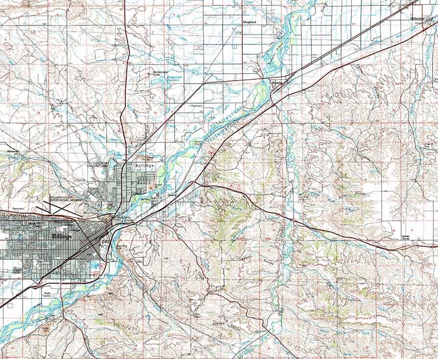 1989 Topo Map of Billings Montana Quadrangle