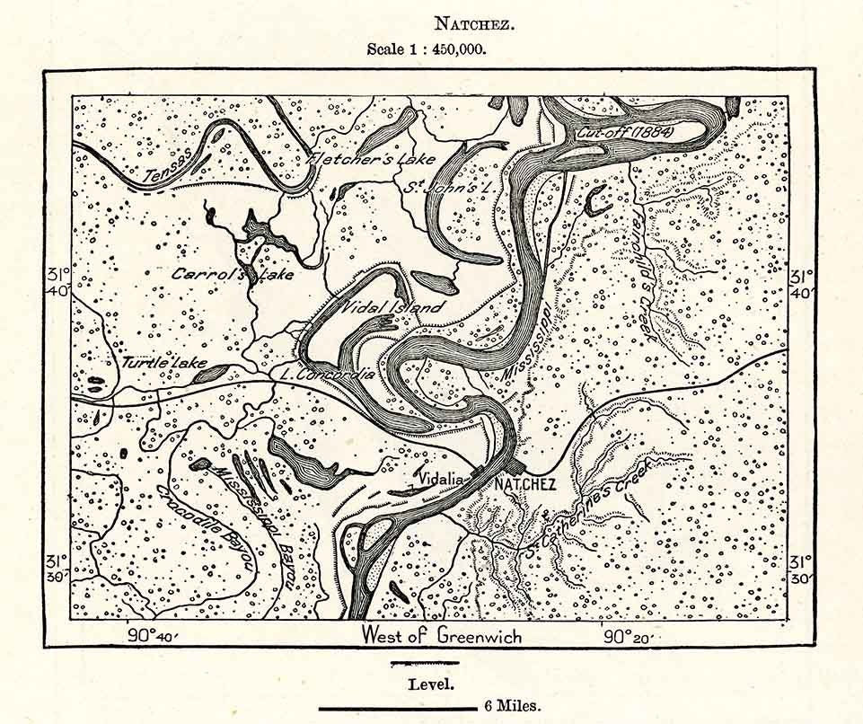 1885 Map of Natchez Mississippi