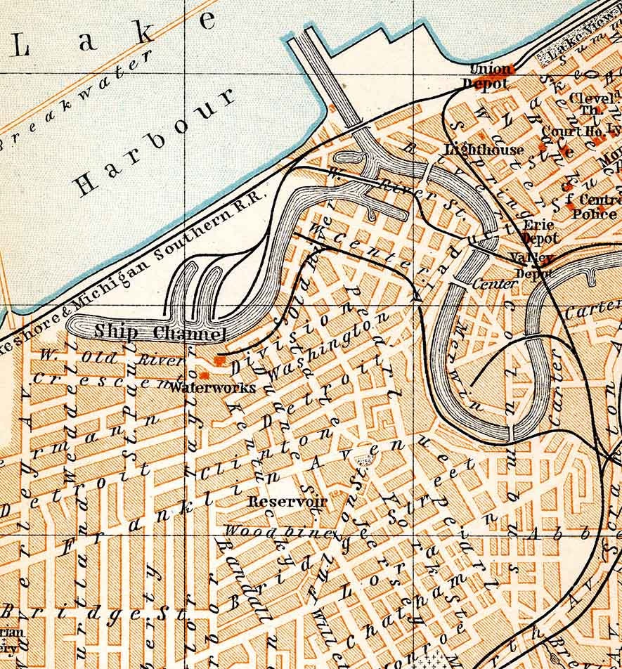 1899 Map of Cleveland Ohio Baedeker Map Lake Erie