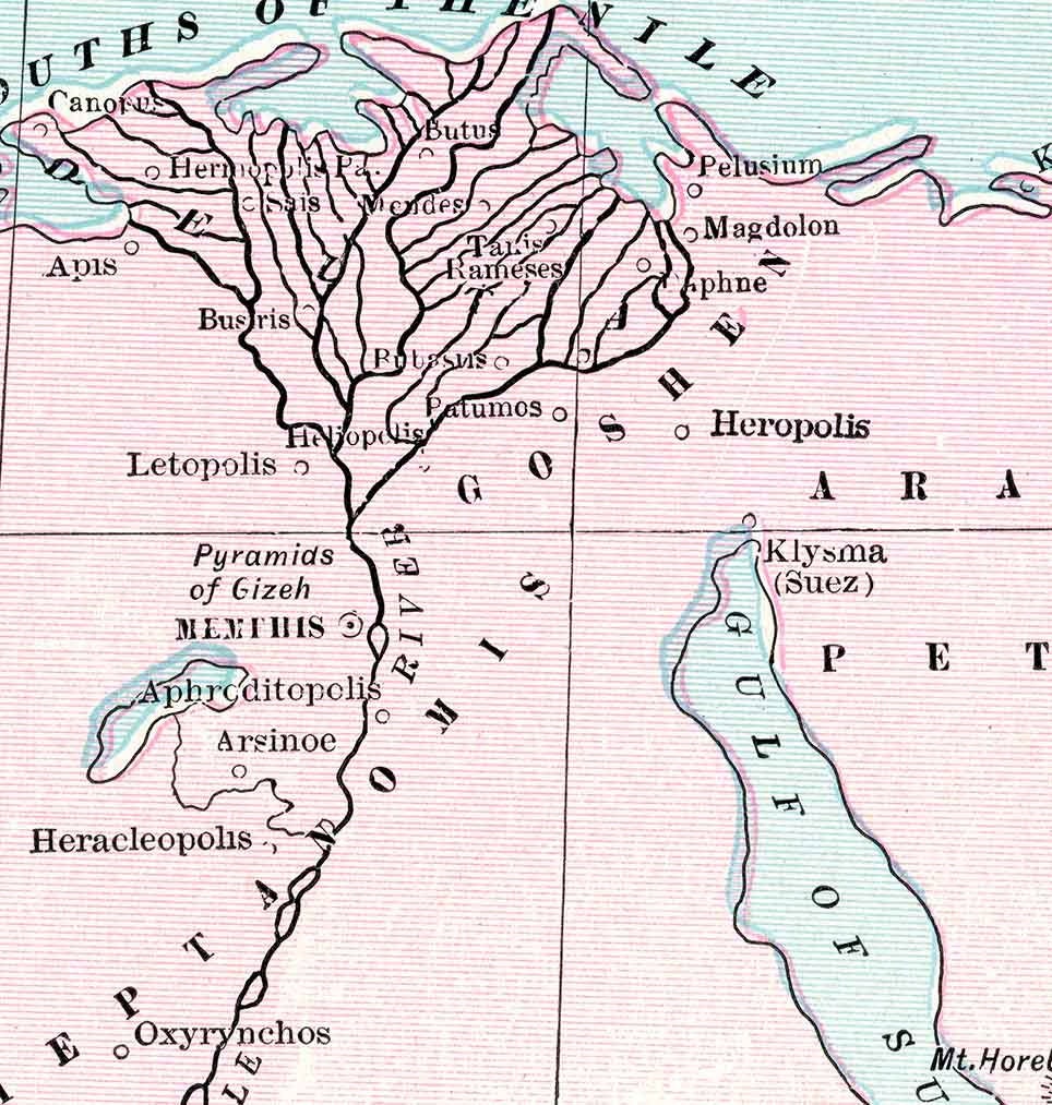1900 Map of Ancient Egypt Arabia Palestine Jerusalem Nile River