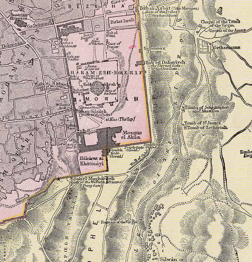 1900 Map of Jerusalem Akra Moriah