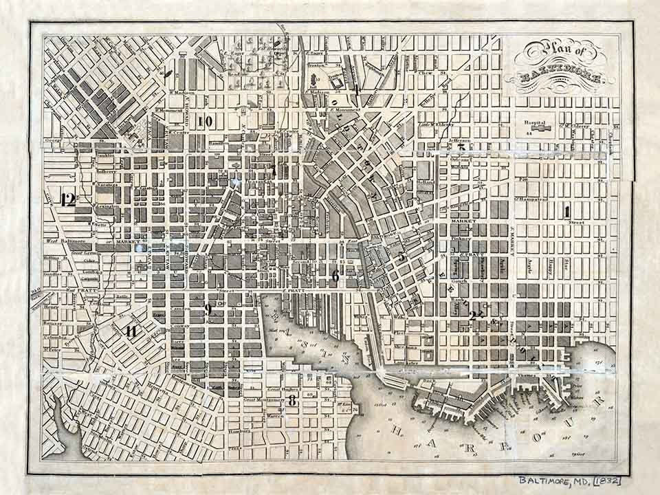 1832 Map of Baltimore Maryland