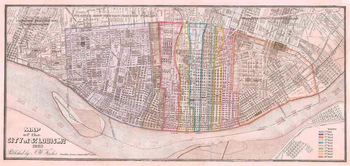 1861 Map of St Louis Missouri