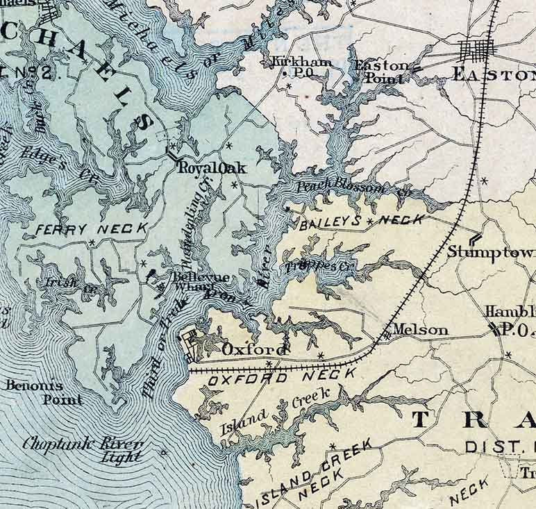 1870 Map of Talbot County Maryland