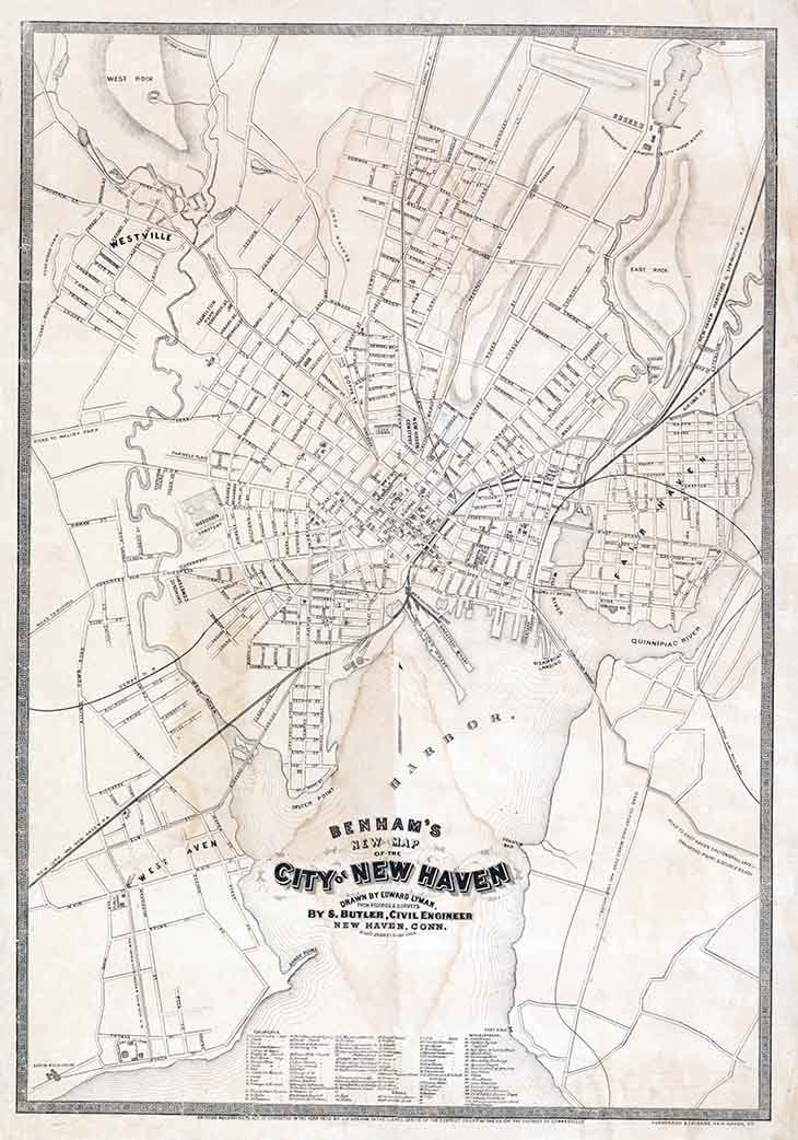 1870 Map of the City of New Haven Connecticut